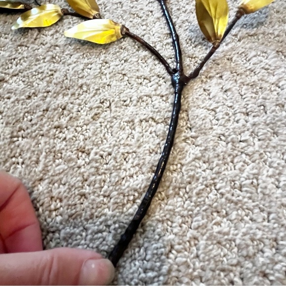 Lotus Hibiscus Purple Enamel Flower Metal Wall Hanging Spray Brass Mid Century - Picture 3 of 14